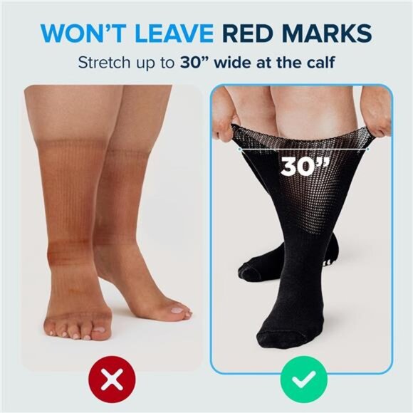 Extra Wide Socks for Swollen Feet, Diabetic Socks for Men, Hospital Socks, Wide - Picture 2 of 7